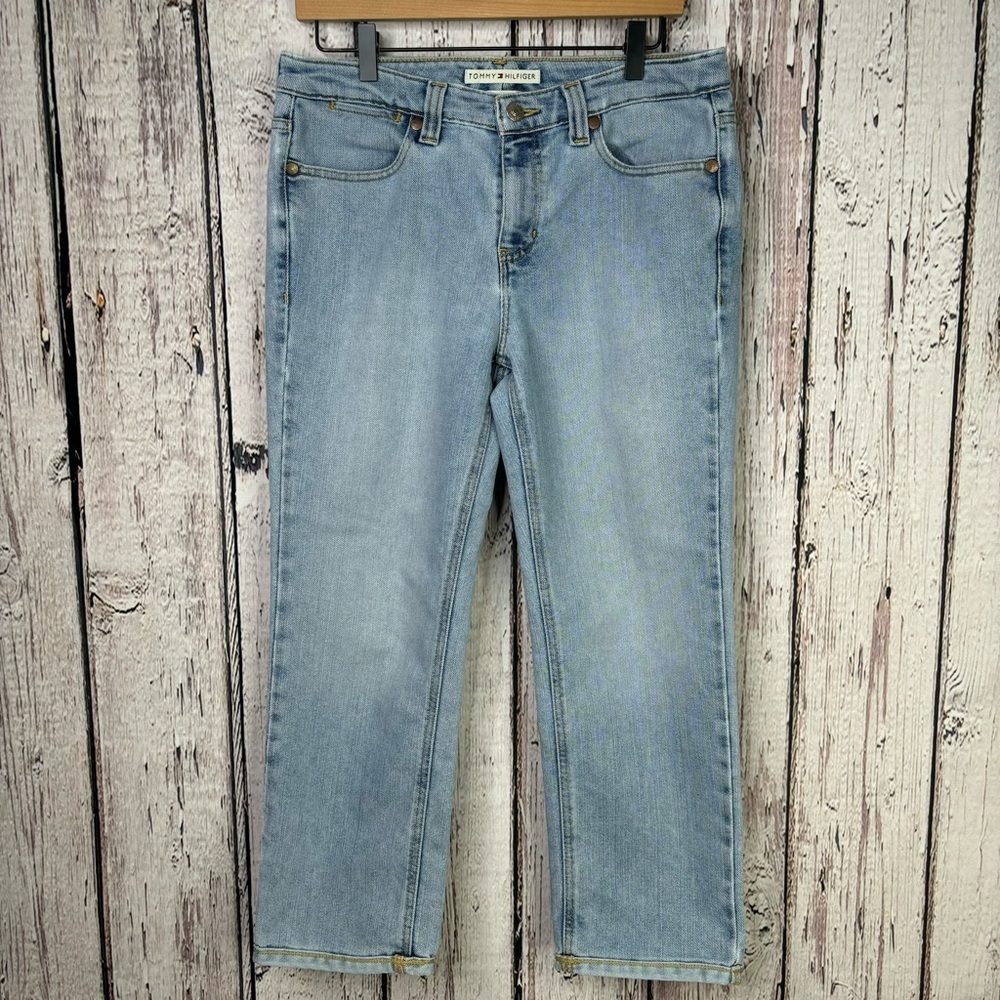 Tommy Hilfiger Vintage Y2K Hipster Jeans Light Wash Mid Rise Size 8 Inseam 24.5”